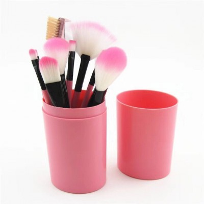 Newest professional wholesale 12pcs cosmetic Make Up Brushes makeup brush set with cylinder case